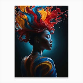 Abstract Colorful Liquid Art with Woman 1 Canvas Print