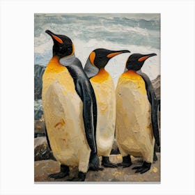 King Penguin Cuverville Island Colour Block Painting 4 Canvas Print