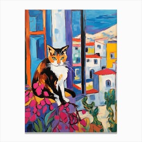 Painting Of A Cat In Nicosia Cyprus 2 Canvas Print