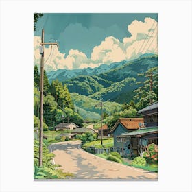 Tohoku Region Japan 2 Retro Illustration Canvas Print