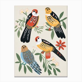 Folk Style Bird Painting American Kestrel 3 Canvas Print
