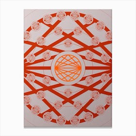Geometric Abstract Glyph Circle Array in Tomato Red n.0263 Canvas Print