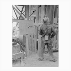 Gold Miner Waiting For Cage To Be Lowered Underground, Mogollon, New Mexico By Russell Lee Canvas Print