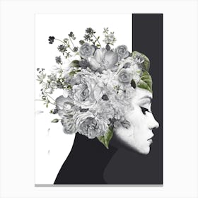 Woman With Flowers On Her Head 1 Canvas Print