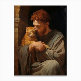 Monk Holding A Cat 7 Canvas Print