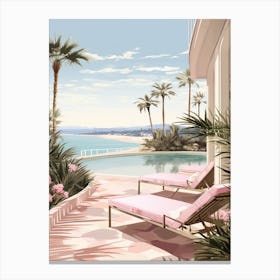 An Illustration In Pink Tones Of Palm Beach Australia 1 Canvas Print
