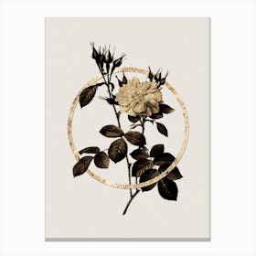 Gold Ring Autumn Damask Rose Glitter Botanical Illustration n.0062 Canvas Print