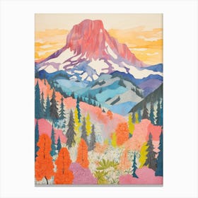 Mount Rainier United States 1 Colourful Mountain Illustration Canvas Print