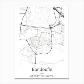 Bondoufle,France Minimalist Map Canvas Print