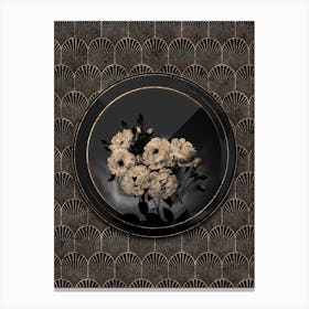 Shadowy Vintage Noisette Roses Botanical in Black and Gold Canvas Print
