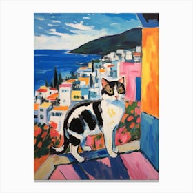 Painting Of A Cat In Sorrento Italy 2 Canvas Print