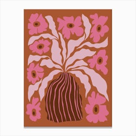 Mid-century blooming pot Canvas Print