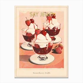 Strawberry Trifle With Jelly Vintage Cookbook Inspired 2 Poster Canvas Print