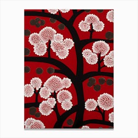Cherry Blossom Tree, Japanese Red Art, 1474 Canvas Print