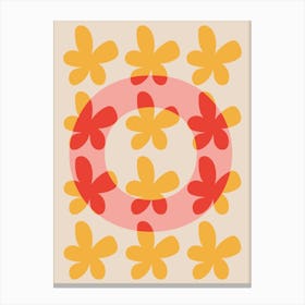 Alphabet Flower Letter O Print - Pink, Yellow, Red Canvas Print