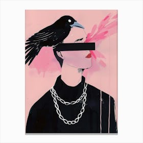 Crow and Woman Canvas Print