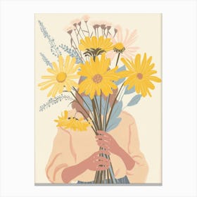 Spring Girl With Yellow Flowers 1 Canvas Print