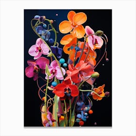 Surreal Florals Sweet Pea 4 Flower Painting Canvas Print