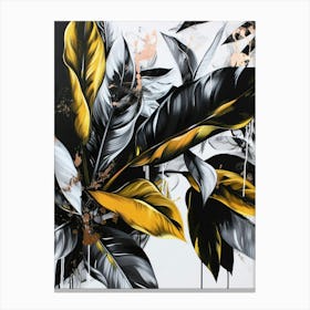 Gold And Black Leaves 6 Canvas Print