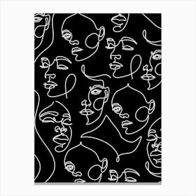 Seamless Pattern Of People'S Faces Canvas Print