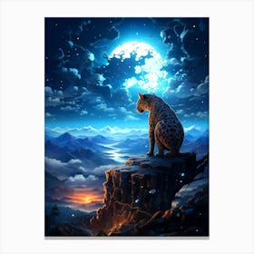 Leopard In The Moonlight Canvas Print