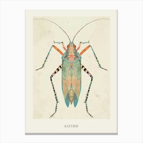 Colourful Insect Illustration Katydid 13 Poster Canvas Print