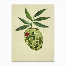 Disco Ball Olive Mosaic Painting Kitchen Canvas Print