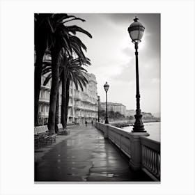 Nice, France, Mediterranean Black And White Photography Analogue 7 Canvas Print