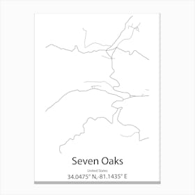 Seven Oaks,United States Minimalist Map Lienzo