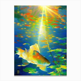 Kawarimono 1, Kujaku Koi Fish Monet Style Classic Painting Canvas Print
