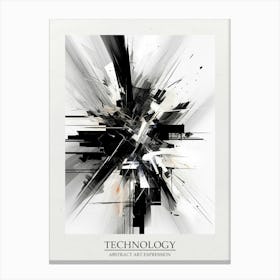 Technology Abstract Black And White 1 Poster Canvas Print