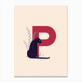 Letter P Panther Canvas Print
