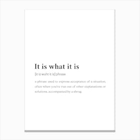 It Is What It Is Funny Definition Wall Canvas Print