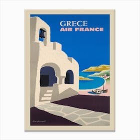 Air France Greece Travel Poster Canvas Print
