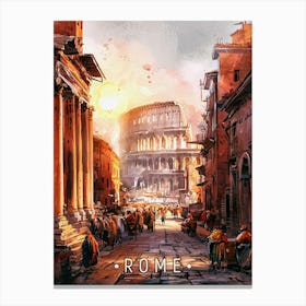 Rome City Watercolor Canvas Print