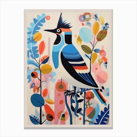 Colourful Scandi Bird Blue Jay 7 Canvas Print