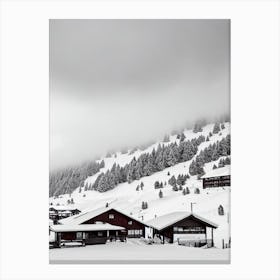 Cardrona, New Zealand Black And White Skiing Poster Canvas Print