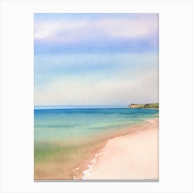 Watergate Bay Beach, Cornwall Watercolour Canvas Print