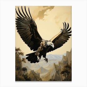 Dark And Moody Botanical Vulture 2 Canvas Print