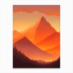Misty Mountains Vertical Composition In Orange Tone 272 Canvas Print