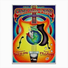 Crosby, Stills & Nash Fillmore 1998 Mini Concert Poster Canvas Print