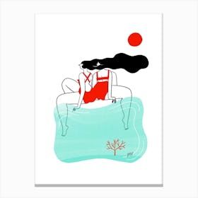 Two Red Swimmers Canvas Print