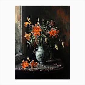 Baroque Floral Still Life Portulaca 3 Canvas Print