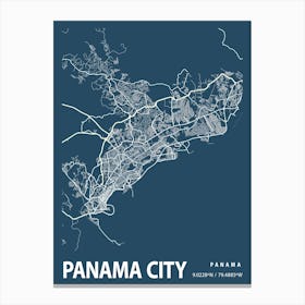 Panama City Blueprint City Map 1 Canvas Print