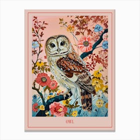 Floral Animal Painting Owl 1 Poster Canvas Print