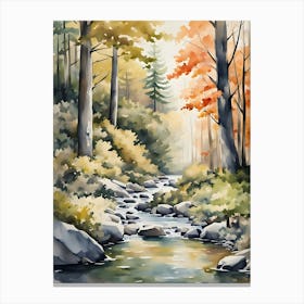 Watercolor Of A Stream Canvas Print