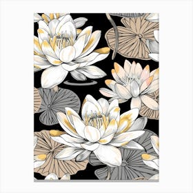 Water Lily Seamless Pattern Canvas Print