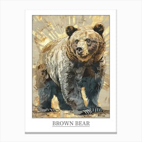 Brown Bear Precisionist Illustration 4 Poster Canvas Print