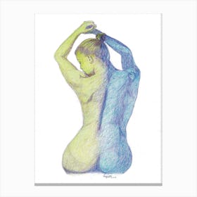 Woman In Blue And Yellow Canvas Print