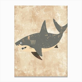 Storybook Style Shark Muted Pastels 2 Canvas Print